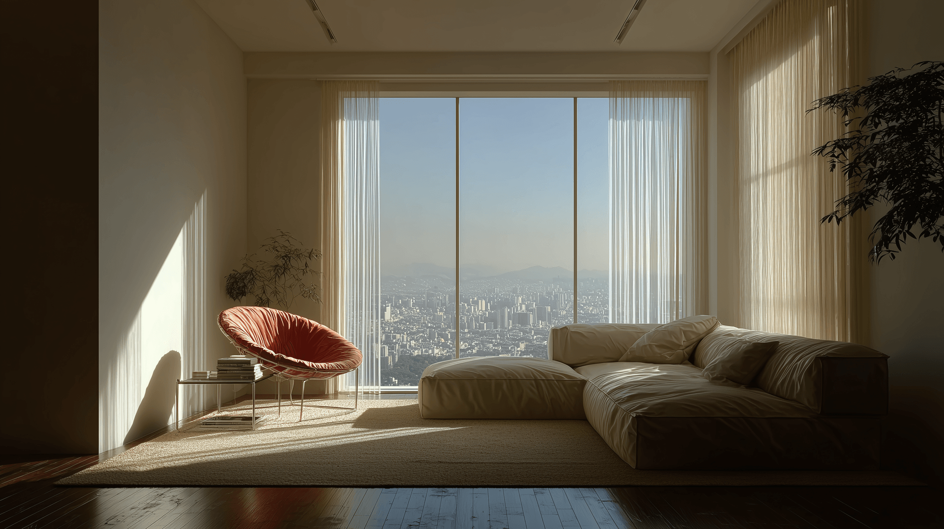 Essential Linen Collection - Modern curtain in contemporary living room